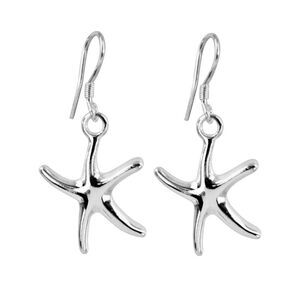 Starfish Sterling Silver Plated Hook Earrings